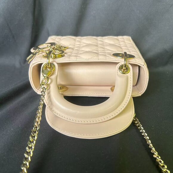 Lady Dior Mini Bag – Beige Lambskin with Gold Hardware - Picture 6 of 16